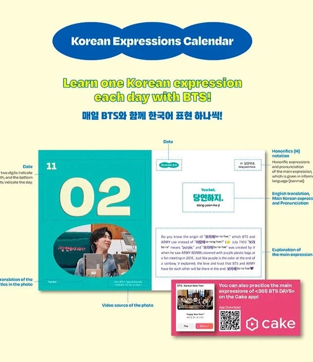 [PRE-ORDER] BTS - 365 BTS DAYS KOREAN EXPRESSIONS CALENDAR - Swiss K-POPup