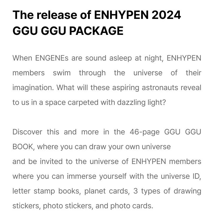 [PRE-ORDER] ENHYPEN 2024 GGU GGU PACKAGE - Swiss K-POPup