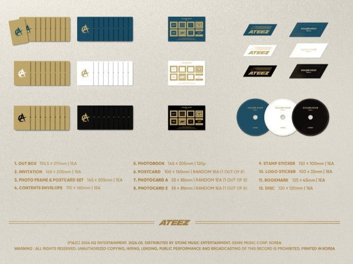 [Pre-Order] ATEEZ - [GOLDEN HOUR : PART.1] (10TH MINI ALBUM) +  (Special Gift : Photocard 1 ea) - Swiss K-POPup